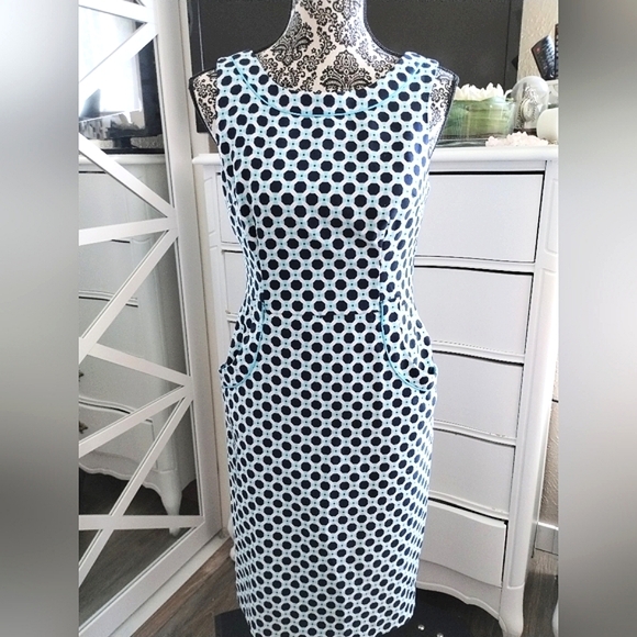 Mod Geometric Print Dress by London Times - Picture 2 of 13